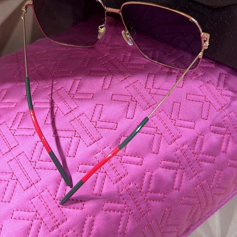 Gucci Black oversized Designer Sunglasses red and green handles NWT - Picture 4 of 8